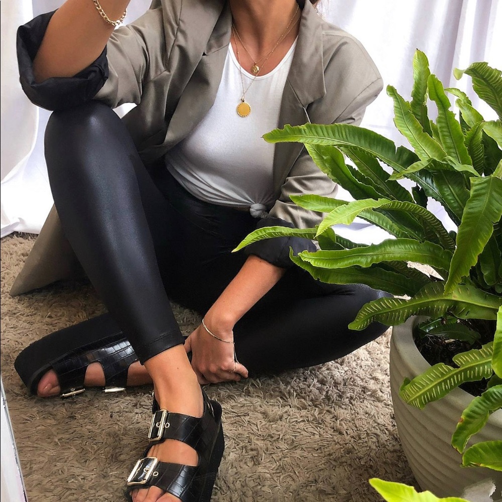 Topshop wet look black leggings